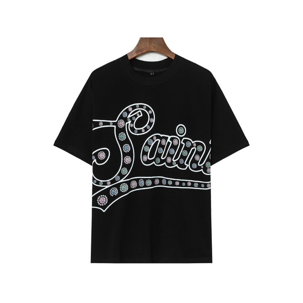 Billionaire Studios Glamorous Embellished Saint Black Tee